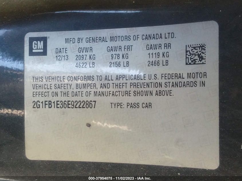 2014 CHEVROLET CAMARO LT - 2G1FB1E36E9222867
