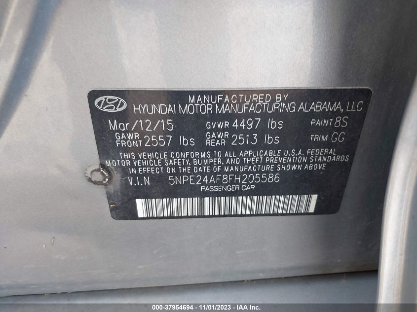 2015 HYUNDAI SONATA SE - 5NPE24AF8FH205586