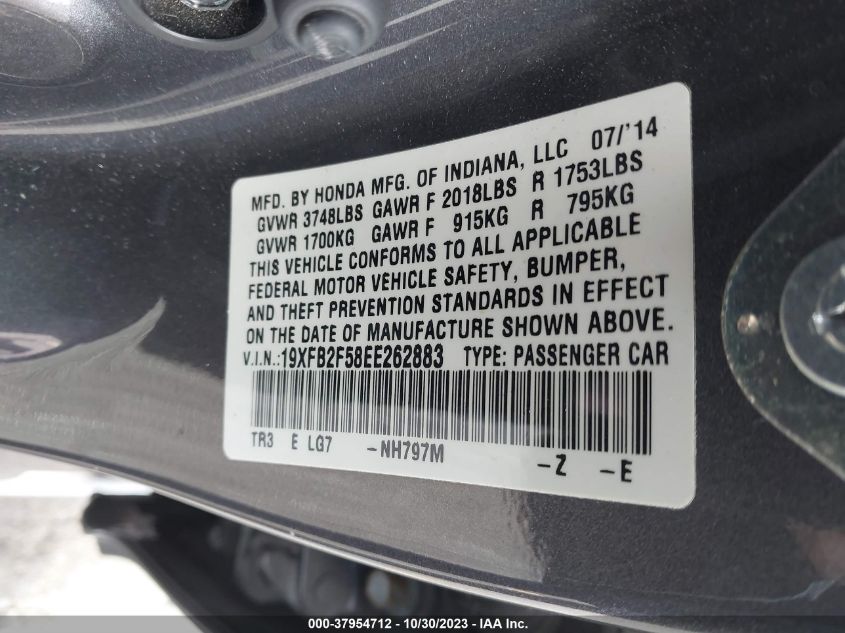 2014 HONDA CIVIC LX - 19XFB2F58EE262883
