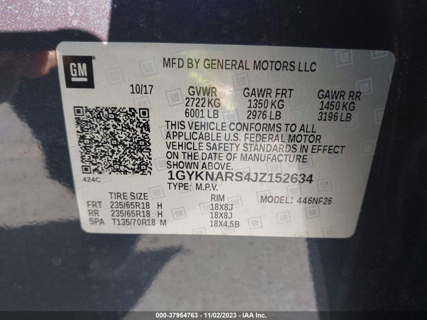 2018 CADILLAC XT5 - 1GYKNARS4JZ152634