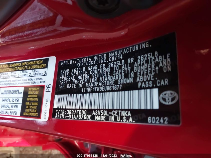 2014 TOYOTA CAMRY LE - 4T1BF1FK9EU861677