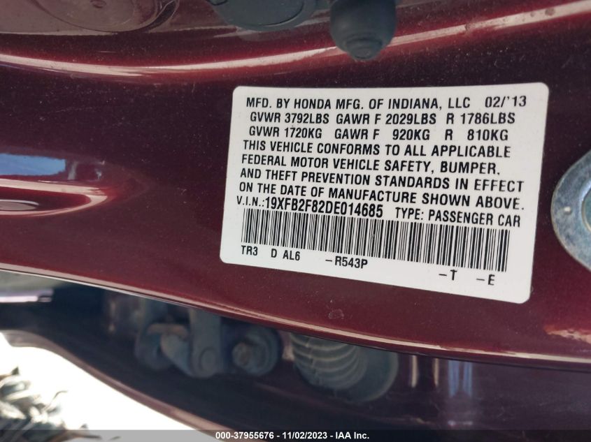 2013 HONDA CIVIC EX - 19XFB2F82DE014685