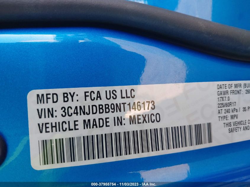 VIN 3C4NJDBB9NT146173 2022 JEEP COMPASS LATITUDE