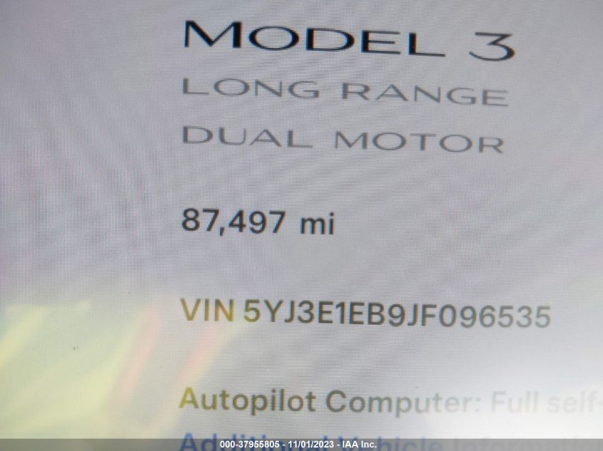 2018 TESLA MODEL 3 - 5YJ3E1EB9JF096535