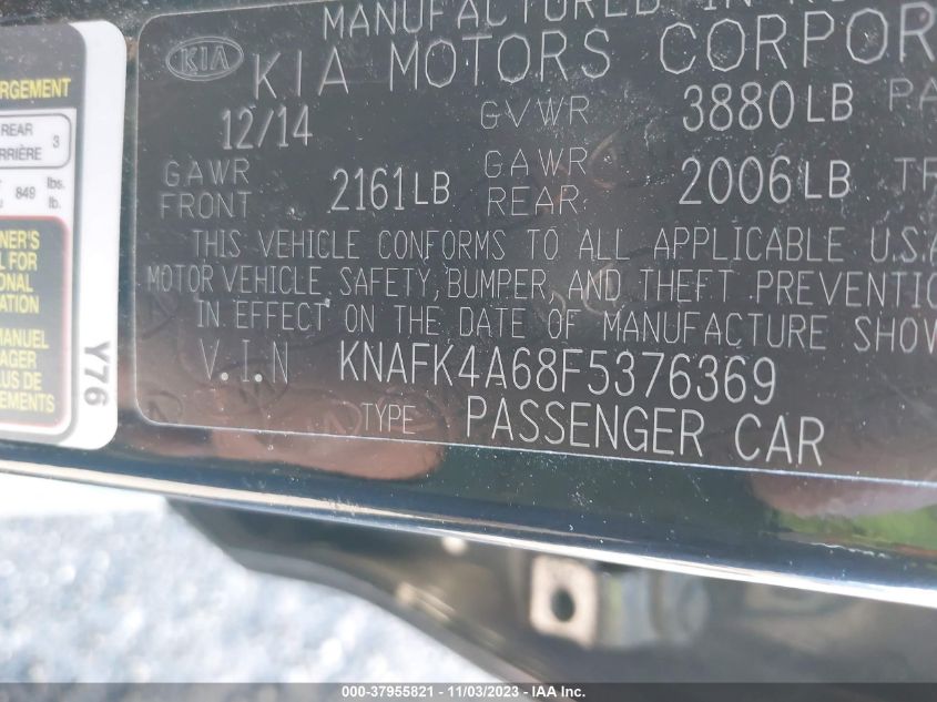 2015 KIA FORTE LX - KNAFK4A68F5376369