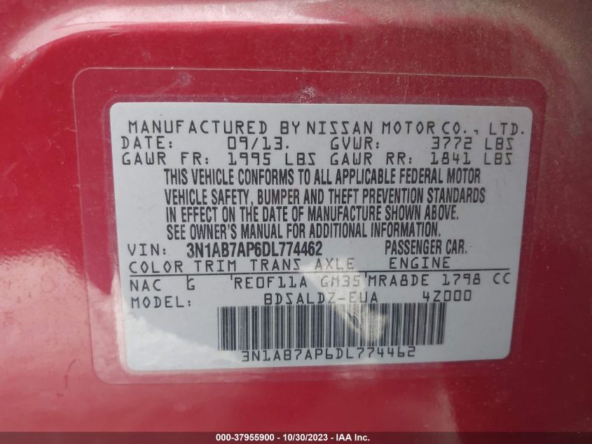 2013 NISSAN SENTRA SV - 3N1AB7AP6DL774462