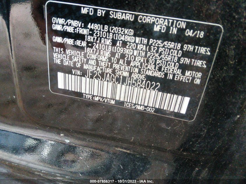 2018 SUBARU FORESTER 2.5I PREMIUM - JF2SJAGC1JH584022