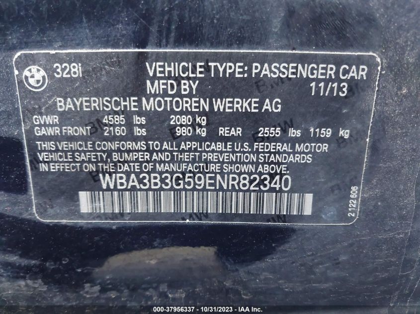 2014 BMW 328I XDRIVE - WBA3B3G59ENR82340