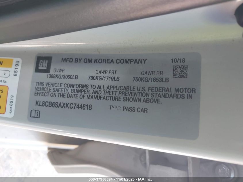 2019 CHEVROLET SPARK LS - KL8CB6SAXKC744618
