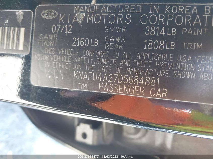 2013 KIA FORTE EX - KNAFU4A27D5684881