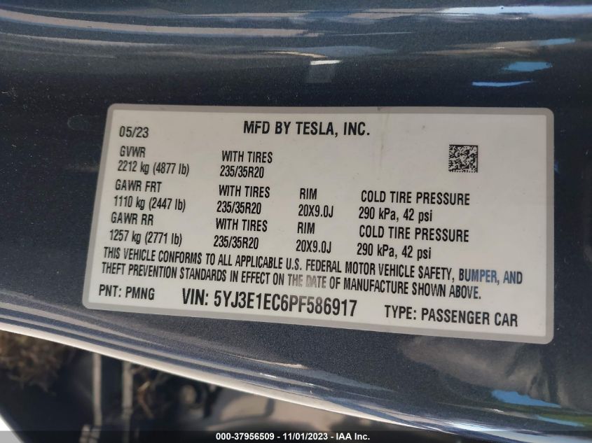 2023 TESLA MODEL 3 - 5YJ3E1EC6PF586917