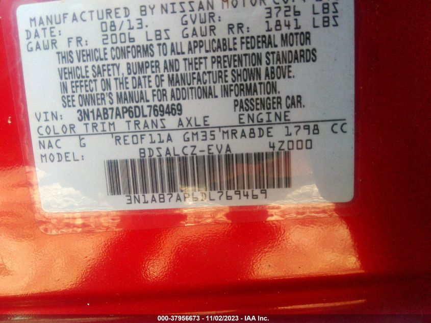 2013 NISSAN SENTRA S/SV/SR/SL - 3N1AB7AP6DL769469