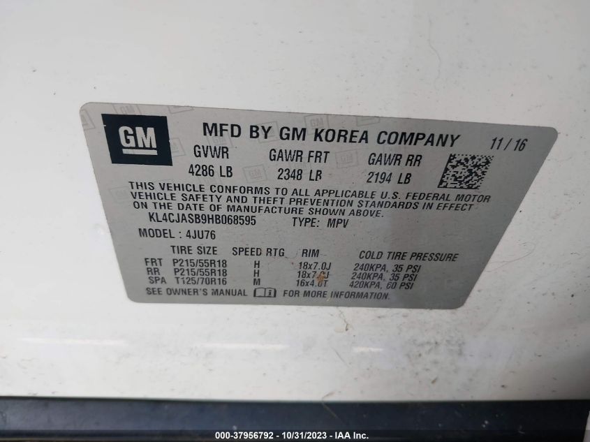 2017 BUICK ENCORE PREFERRED - KL4CJASB9HB068595