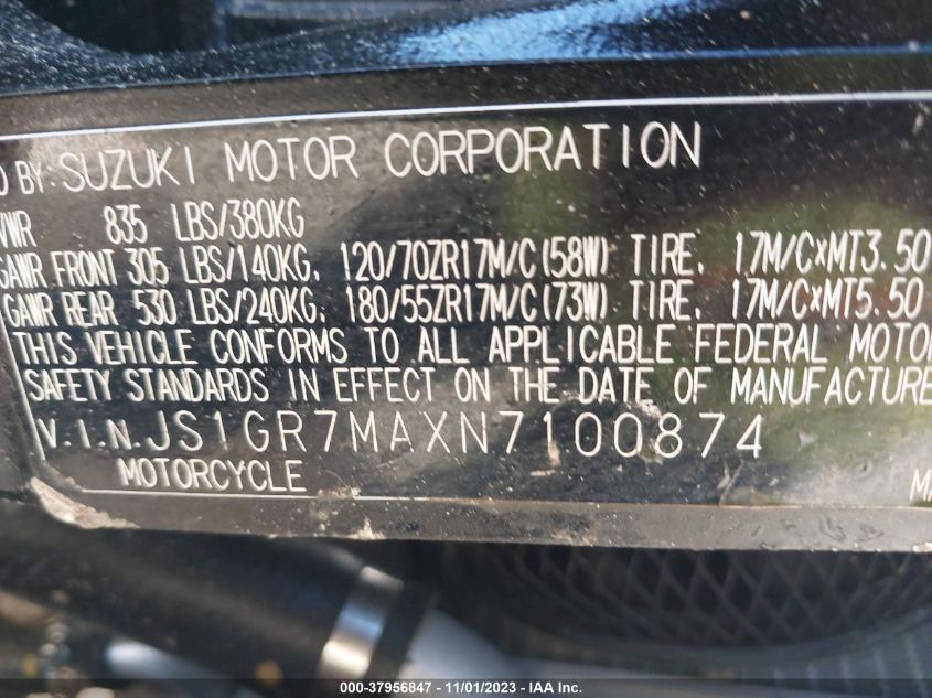 2022 SUZUKI GSX-R750 JS1GR7MAXN7100874