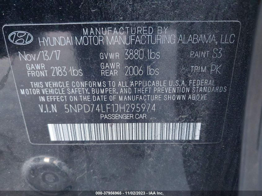 2018 HYUNDAI ELANTRA SE - 5NPD74LF1JH295974