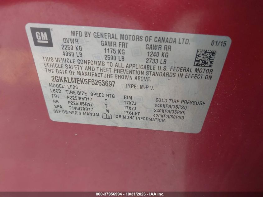 2015 GMC TERRAIN SLE-1 - 2GKALMEK5F6263697