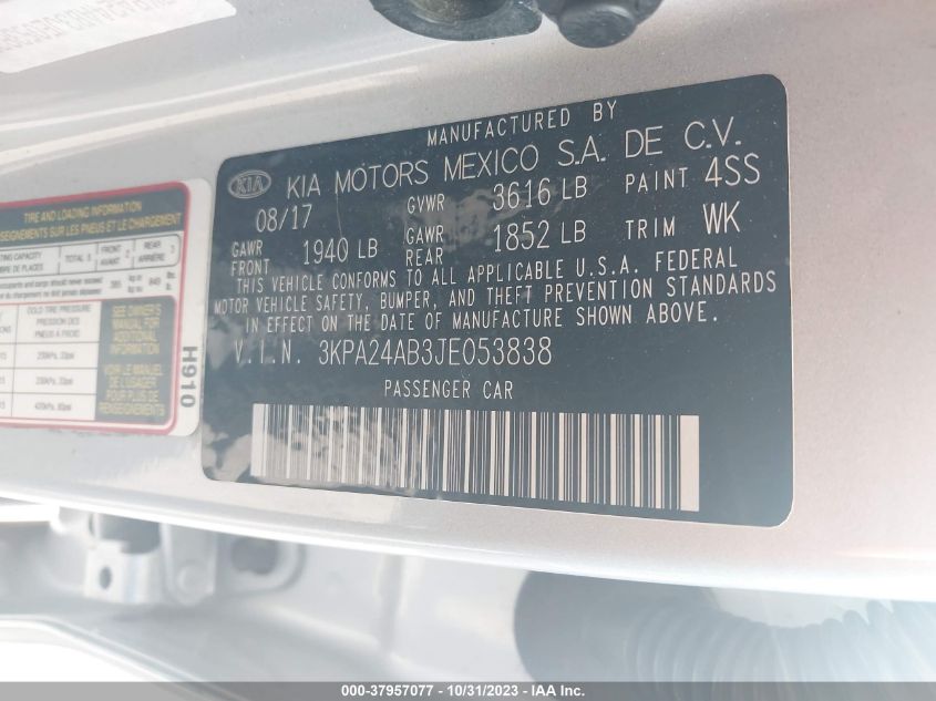 2018 KIA RIO LX/S - 3KPA24AB3JE053838