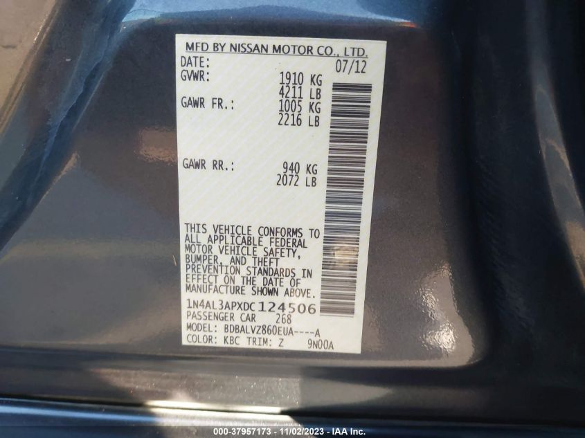 2013 NISSAN ALTIMA 2.5 SL - 1N4AL3APXDC124506