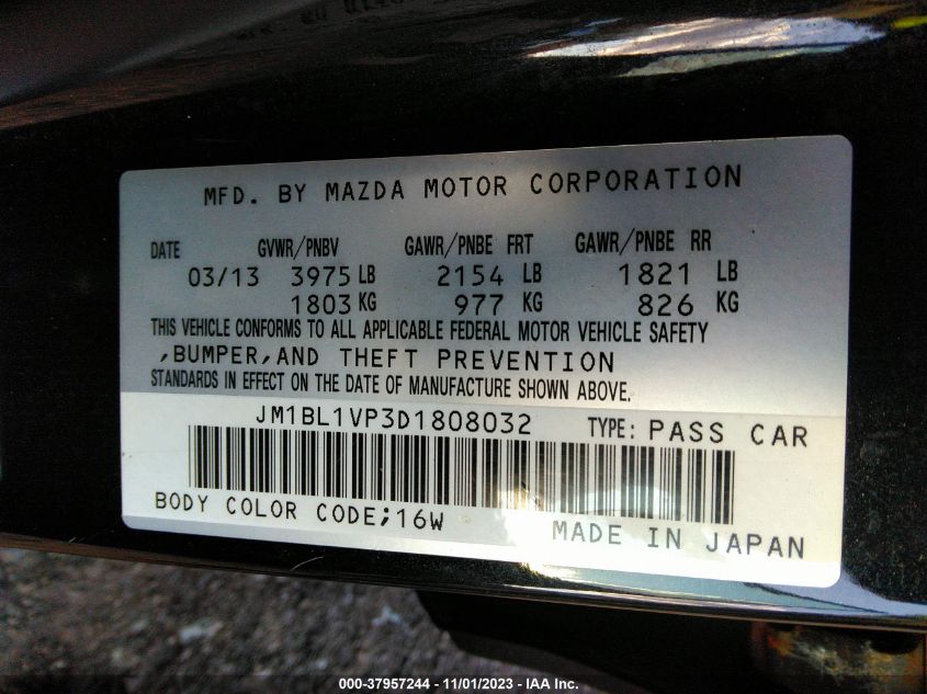 2013 MAZDA MAZDA3 I TOURING - JM1BL1VP3D1808032