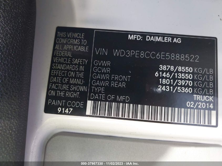 2014 MERCEDES-BENZ SPRINTER 2500 HIGH ROOF - WD3PE8CC6E5888522
