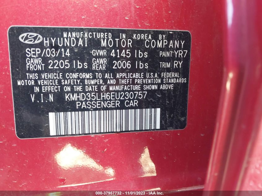 2014 HYUNDAI ELANTRA GT - KMHD35LH6EU230757
