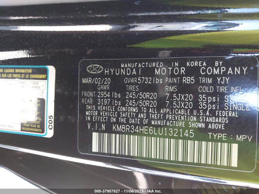 2020 HYUNDAI PALISADE SEL - KM8R34HE6LU132145
