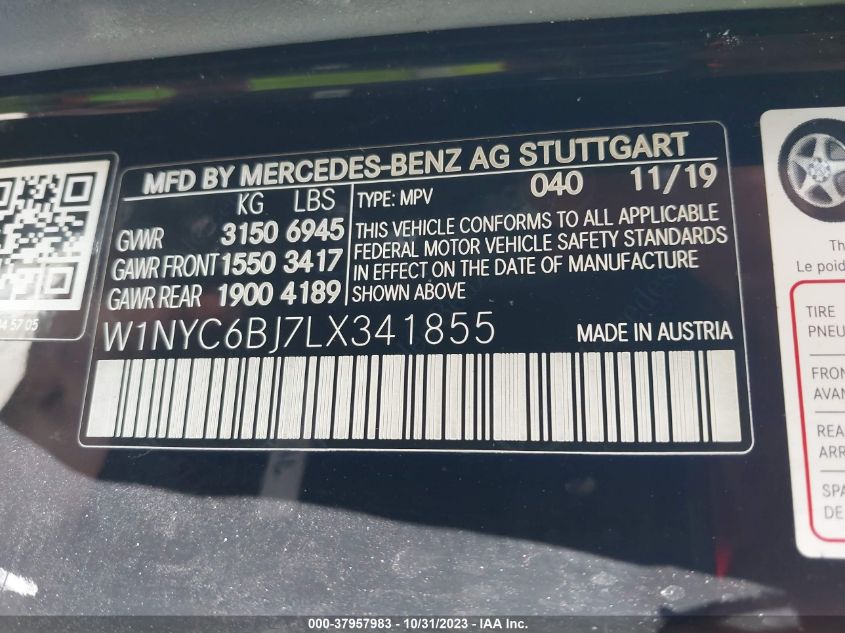 2020 MERCEDES-BENZ G 550 4MATIC - W1NYC6BJ7LX341855
