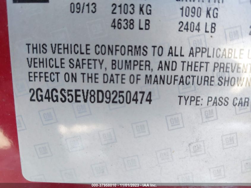 2013 BUICK REGAL PREMIUM - 2G4GS5EV8D9250474