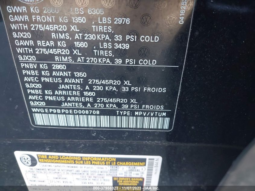 2014 VOLKSWAGEN TOUAREG V6 TDI - WVGEP9BP0ED008708