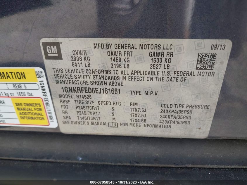 2014 CHEVROLET TRAVERSE LS - 1GNKRFED6EJ181661
