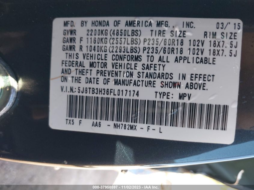 2015 ACURA RDX - 5J8TB3H36FL017174