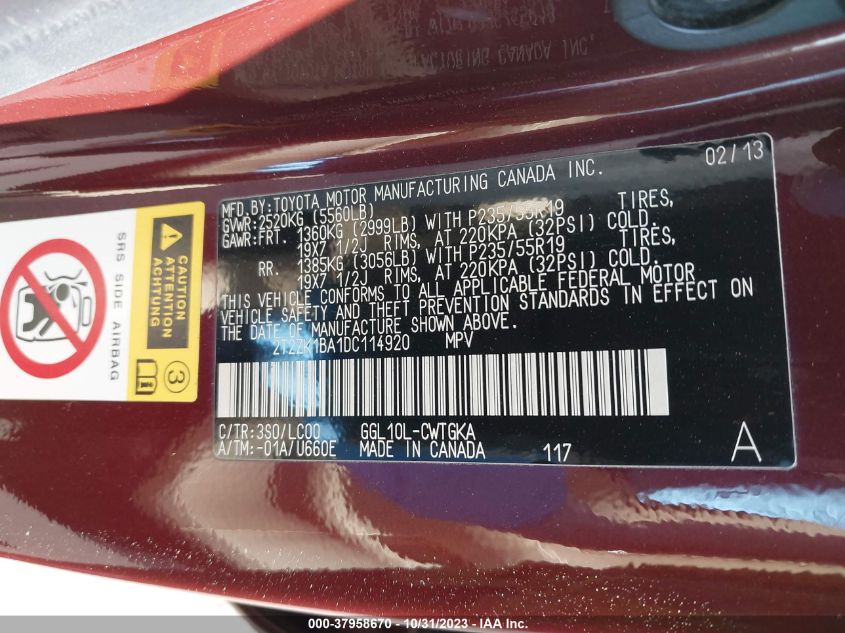2013 LEXUS RX 350 - 2T2ZK1BA1DC114920