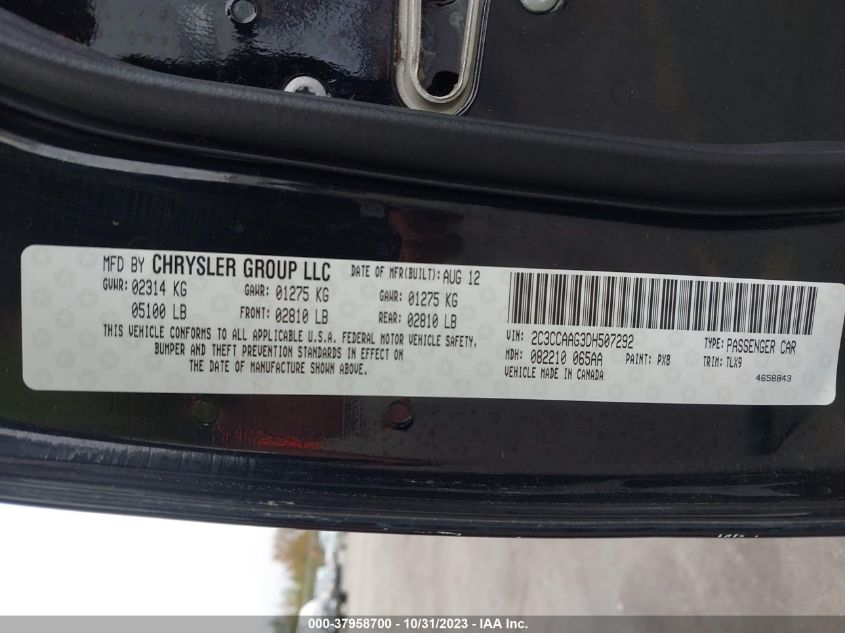 2013 CHRYSLER 300 - 2C3CCAAG3DH507292