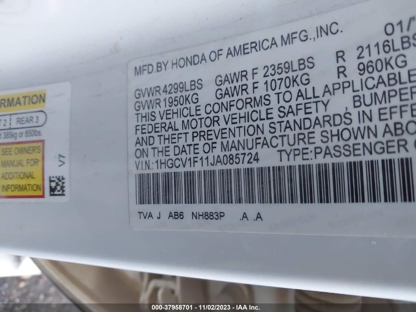 2018 HONDA ACCORD LX - 1HGCV1F11JA085724