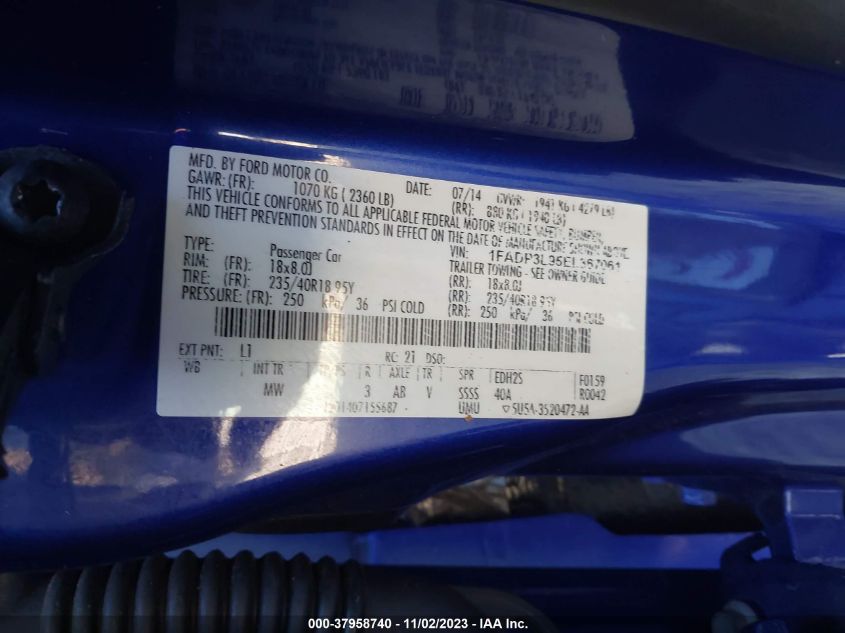 2014 FORD FOCUS ST ST - 1FADP3L95EL367061