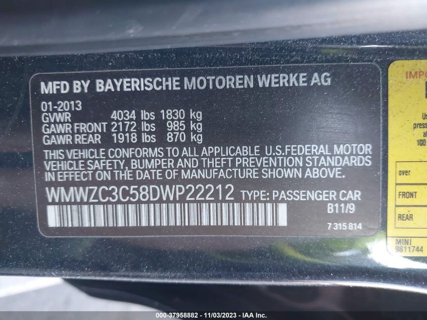 2013 MINI COUNTRYMAN COOPER S - WMWZC3C58DWP22212