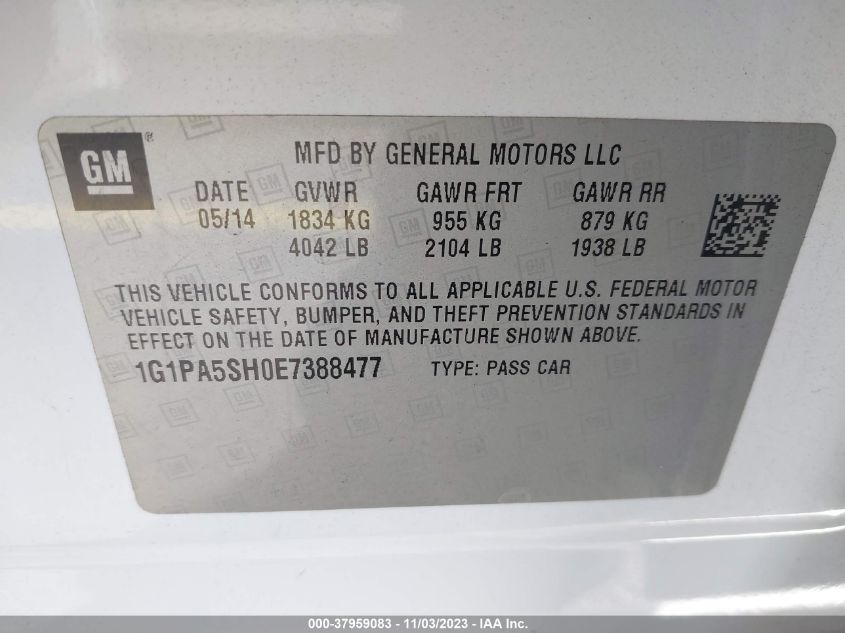 2014 CHEVROLET CRUZE LS - 1G1PA5SH0E7388477