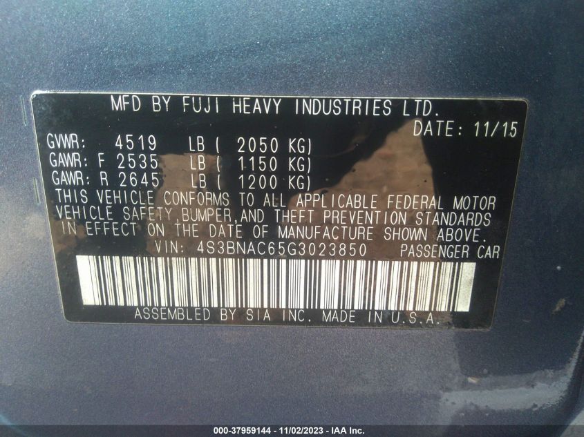2016 SUBARU LEGACY 2.5I PREMIUM - 4S3BNAC65G3023850