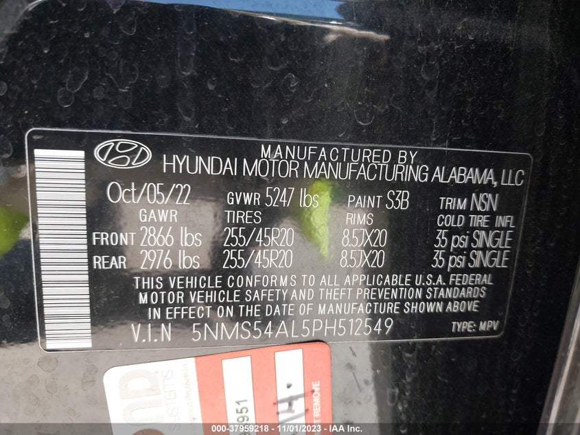 VIN 5NMS54AL5PH512549 2023 HYUNDAI SANTA FE CALLIGRAPHY