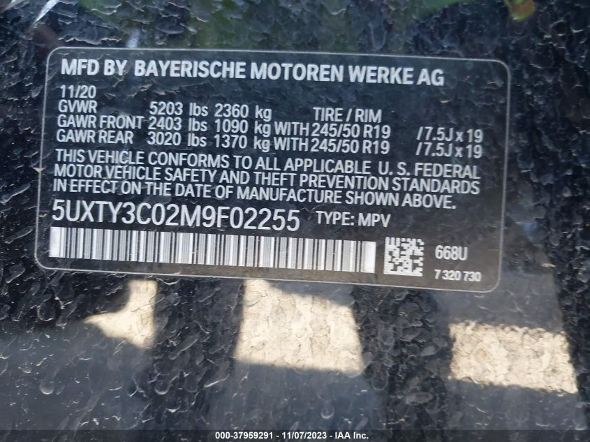2021 BMW X3 SDRIVE30I - 5UXTY3C02M9F02255