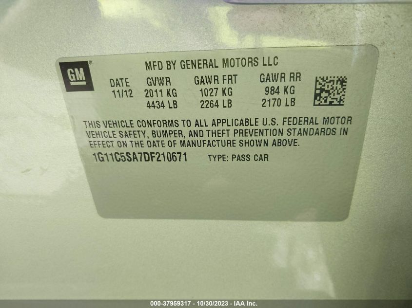 2013 CHEVROLET MALIBU 1LT - 1G11C5SA7DF210671