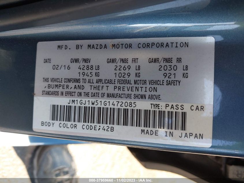 2016 MAZDA MAZDA6 I GRAND TOURING - JM1GJ1W51G1472085