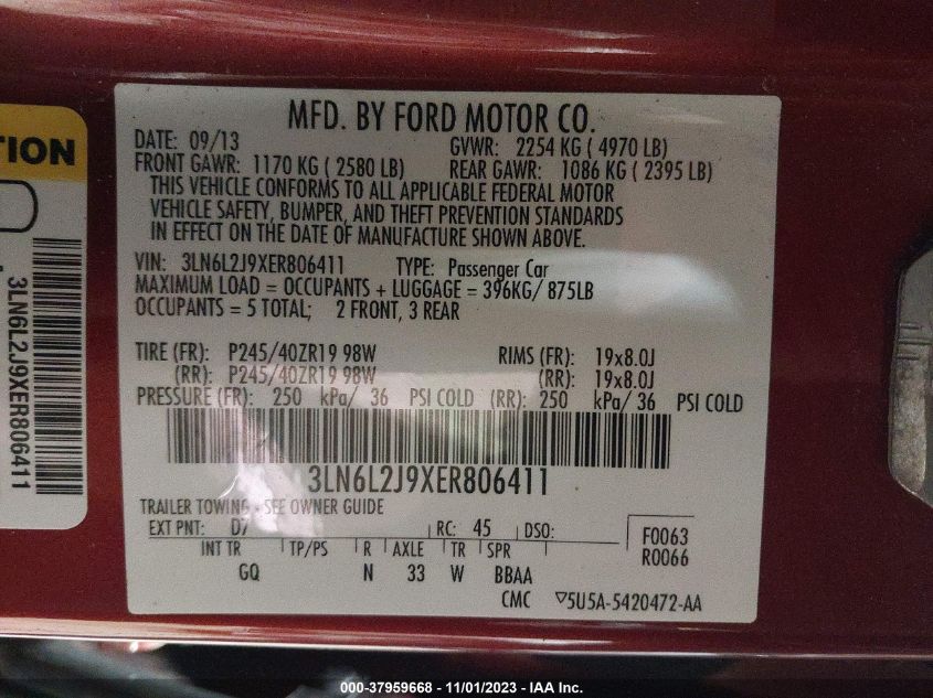 2014 LINCOLN MKZ - 3LN6L2J9XER806411