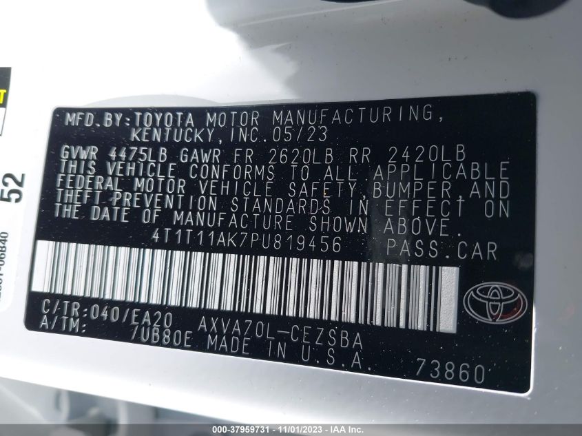 2023 TOYOTA CAMRY SE - 4T1T11AK7PU819456