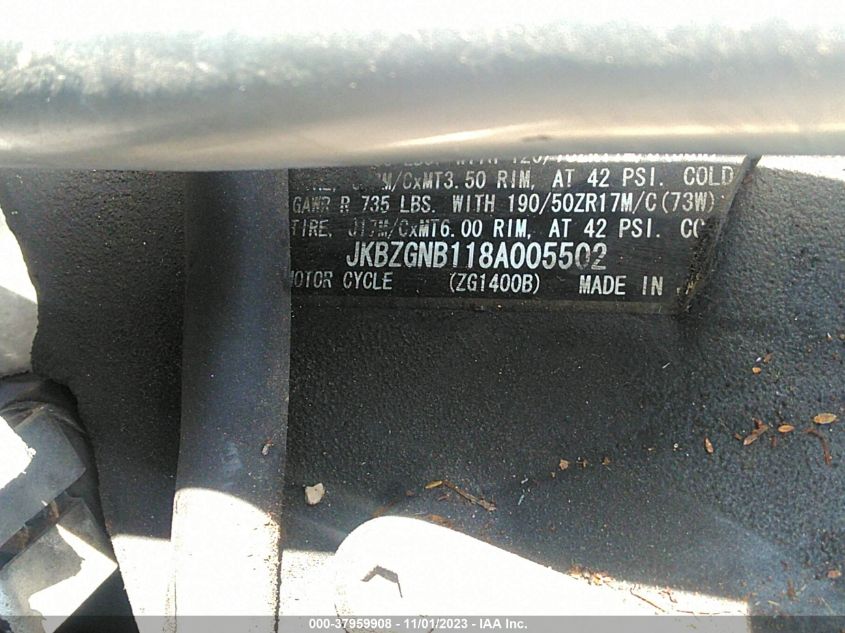 2008 KAWASAKI ZG1400 B JKBZGNB118A005502