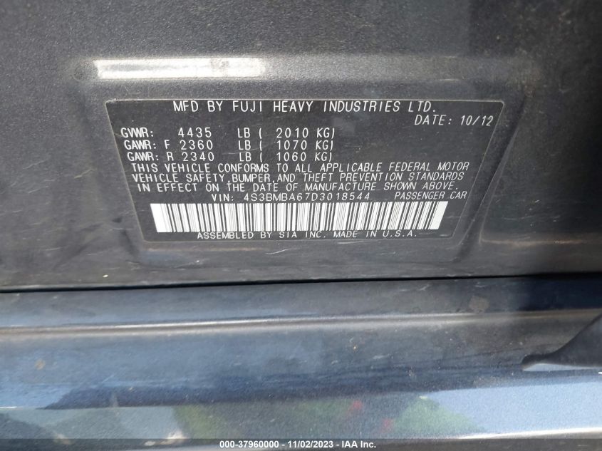 2013 SUBARU LEGACY 2.5I - 4S3BMBA67D3018544