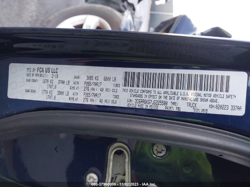 2018 RAM 1500 ST - 3C6RR6KG7JG225580