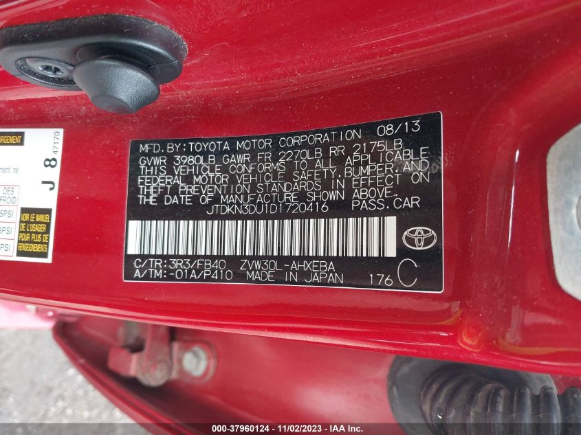 2013 TOYOTA PRIUS - JTDKN3DU1D1720416