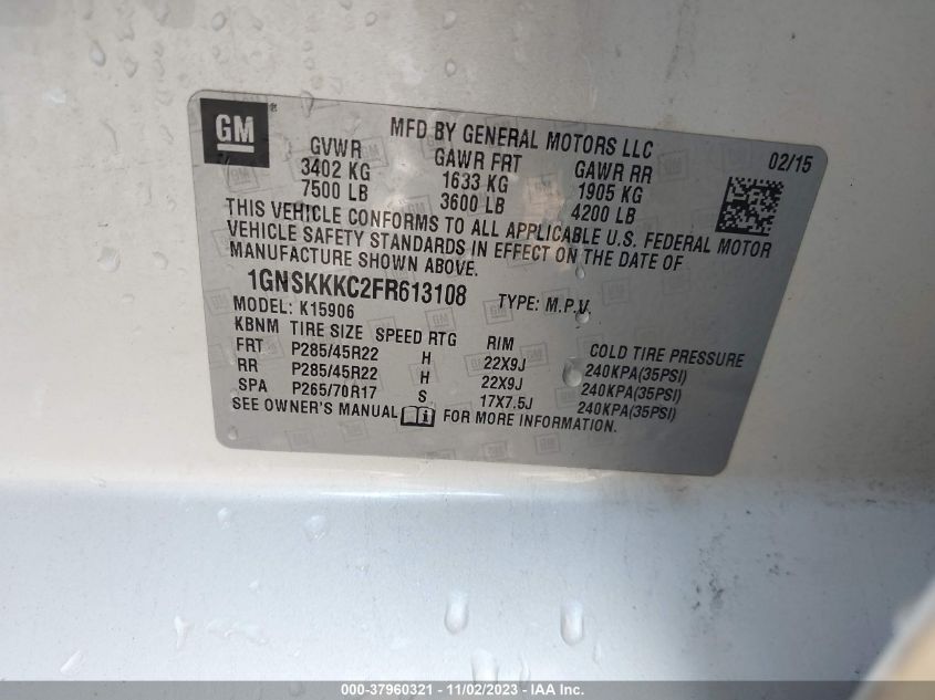2015 CHEVROLET SUBURBAN 1500 LTZ - 1GNSKKKC2FR613108