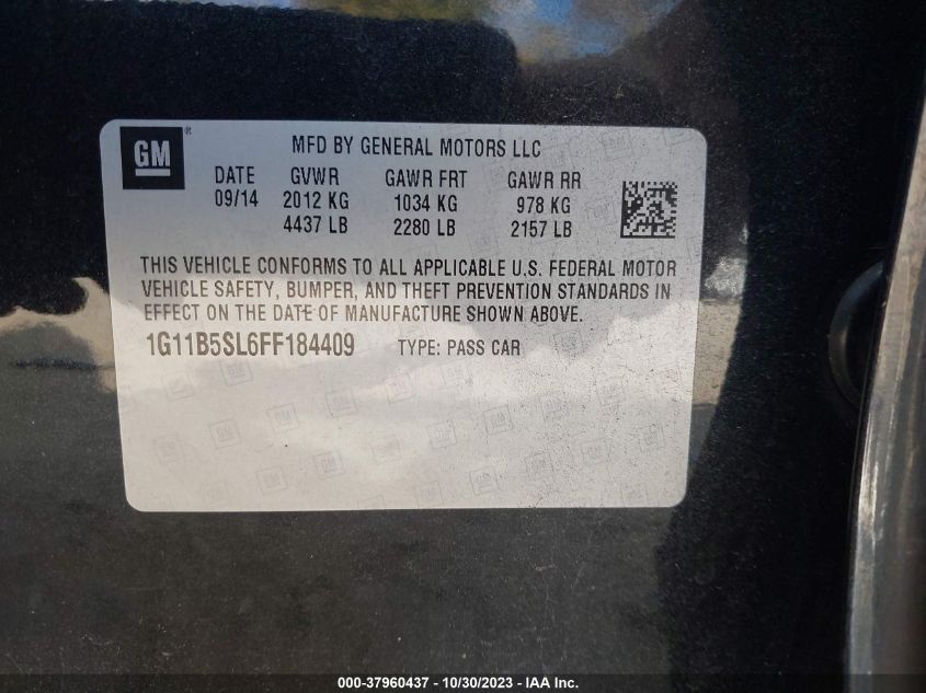 2015 CHEVROLET MALIBU LS - 1G11B5SL6FF184409